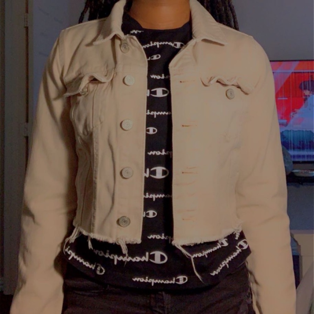 Charlotte Russe Cropped Khaki Jean Jacket